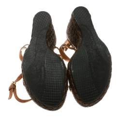 Stuart Weitzman Brown Nubuck Leather Platform Wedge Ankle Strap Sandals Size 39.5