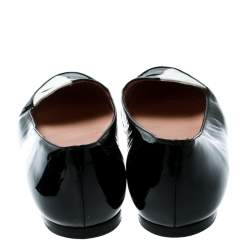 Stuart Weitzman Black/White Patent Leather Mask Face Ballet Flats Size 41