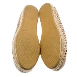 Stuart Weitzman Metallic Gold Glitter Laser Cut County Espadrilles Size 38