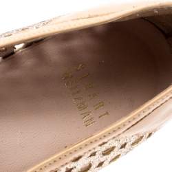 Stuart Weitzman Metallic Gold Glitter Laser Cut County Espadrilles Size 38