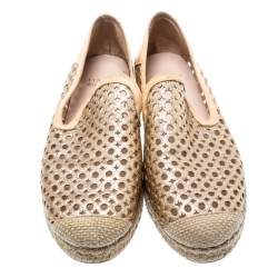 Stuart Weitzman Metallic Gold Glitter Laser Cut County Espadrilles Size 38