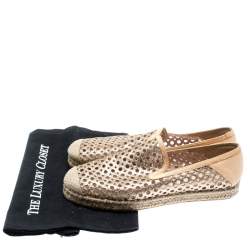 Stuart Weitzman Metallic Gold Glitter Laser Cut County Espadrilles Size 38