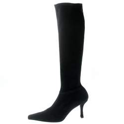 Stuart Weitzman Black Suede Knee Length Square Toe Boots Size 40