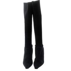 Stuart Weitzman Black Suede Knee Length Square Toe Boots Size 40
