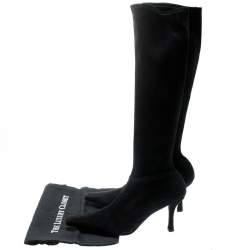 Stuart Weitzman Black Suede Knee Length Square Toe Boots Size 40