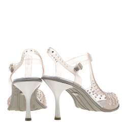 Stuart Weitzman Crystal Embellished Jelly T Strap Sandals Size 42