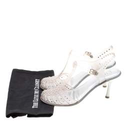 Stuart Weitzman Crystal Embellished Jelly T Strap Sandals Size 42