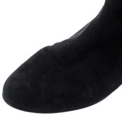 Stuart Weitzman Black Suede/Fabric Knee Length Boots Size 41