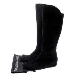 Stuart Weitzman Black Suede/Fabric Knee Length Boots Size 41