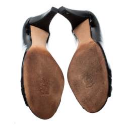 Pre Owned Stuart Weitzman Black Patent Leather Peep Toe Pumps Size 38.5