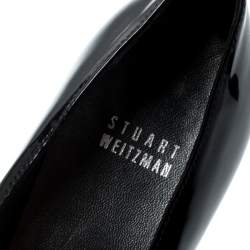 Pre Owned Stuart Weitzman Black Patent Leather Peep Toe Pumps Size 38.5