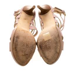 Stuart Weitzman Blush Leather Cross Strap Sandals Size 39.5