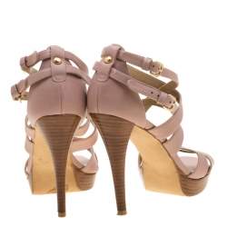 Stuart Weitzman Blush Leather Cross Strap Sandals Size 39.5
