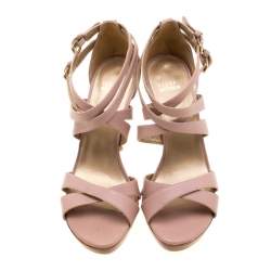 Stuart Weitzman Blush Leather Cross Strap Sandals Size 39.5