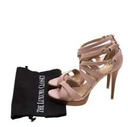 Stuart Weitzman Blush Leather Cross Strap Sandals Size 39.5