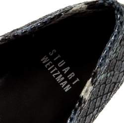 Stuart Weitzman Multicolor Python Embossed Leather Crystal Embellished Loafers Size 39.5