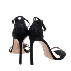 Stuart Weitzman Black Textured Leather Nudist Sandals Size 41
