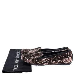 Stuart Weitzman Brown/White Leopard Print Calfhair Loafers Size 39