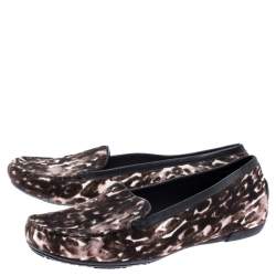 Stuart Weitzman Brown/White Leopard Print Calfhair Loafers Size 39