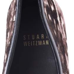 Stuart Weitzman Brown/White Leopard Print Calfhair Loafers Size 39