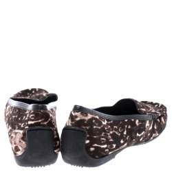 Stuart Weitzman Brown/White Leopard Print Calfhair Loafers Size 39