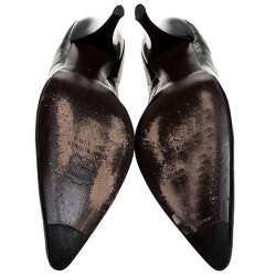 Stuart Weitzman Black Croc Embossed Patent Leather Pointed Toe Pumps Size 37.5
