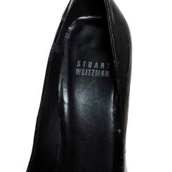 Stuart Weitzman Black Croc Embossed Patent Leather Pointed Toe Pumps Size 37.5