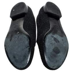 Stuart Weitzman Black Glitter Leather Smoking Slippers Size 37.5