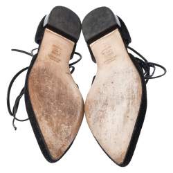 Stuart Weitzman Black Suede Gilligan Ankle Wrap Ballet Flats Size 39
