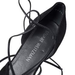 Stuart Weitzman Black Suede Gilligan Ankle Wrap Ballet Flats Size 39