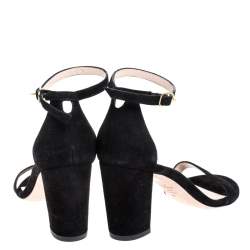 Stuart Weitzman Black Suede Ankle Strap Open Toe Sandals Size 37
