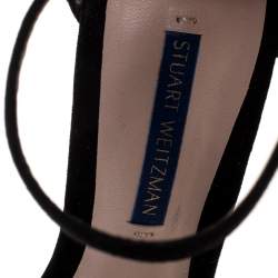 Stuart Weitzman Black Suede Ankle Strap Open Toe Sandals Size 37