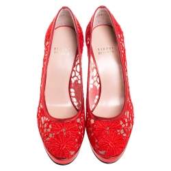 Stuart Weitzman Red Lace Swoon Platform Pumps Size 37