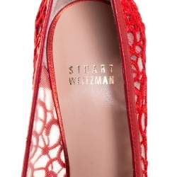 Stuart Weitzman Red Lace Swoon Platform Pumps Size 37
