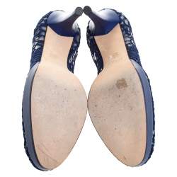 Stuart Weitzman Blue Lace Swoon Platform Pumps Size 37