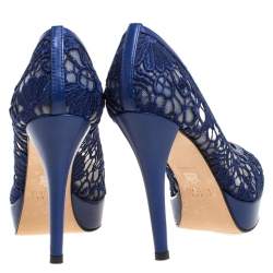 Stuart Weitzman Blue Lace Swoon Platform Pumps Size 37