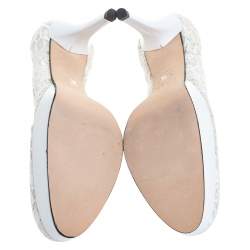 Stuart Weitzman White Lace Swoon Platform Pumps Size 37