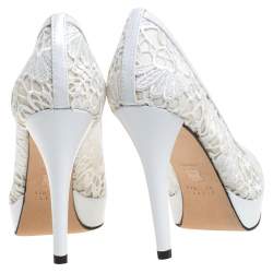 Stuart Weitzman White Lace Swoon Platform Pumps Size 37