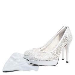 Stuart Weitzman White Lace Swoon Platform Pumps Size 37