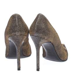 Stuart Weitzman Metallic Gold Glitter Fabric Pointed Toe Pumps Size 40