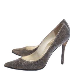 Stuart Weitzman Metallic Gold Glitter Fabric Pointed Toe Pumps Size 40
