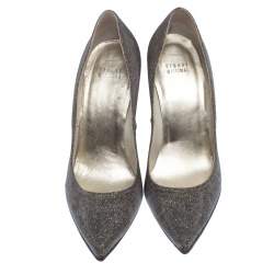 Stuart Weitzman Metallic Gold Glitter Fabric Pointed Toe Pumps Size 40