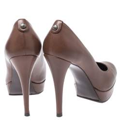 Stuart Weitzman Brown Leather Platform Pumps Size 38