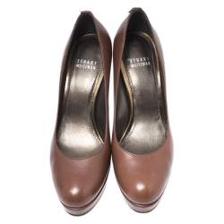 Stuart Weitzman Brown Leather Platform Pumps Size 38