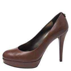 Stuart Weitzman Brown Leather Platform Pumps Size 38