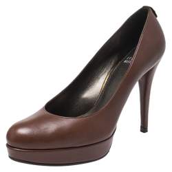 Stuart Weitzman Brown Leather Platform Pumps Size 38