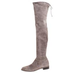 Stuart Weitzman Grey Suede Leather Over the Knee Boots Size 40
