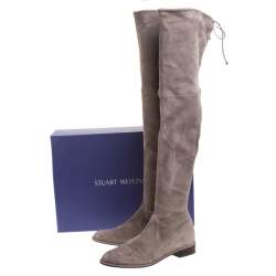 Stuart Weitzman Grey Suede Leather Over the Knee Boots Size 40