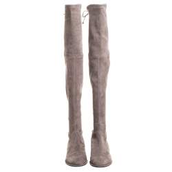 Stuart Weitzman Grey Suede Leather Over the Knee Boots Size 40