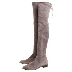 Stuart Weitzman Grey Suede Leather Over the Knee Boots Size 40